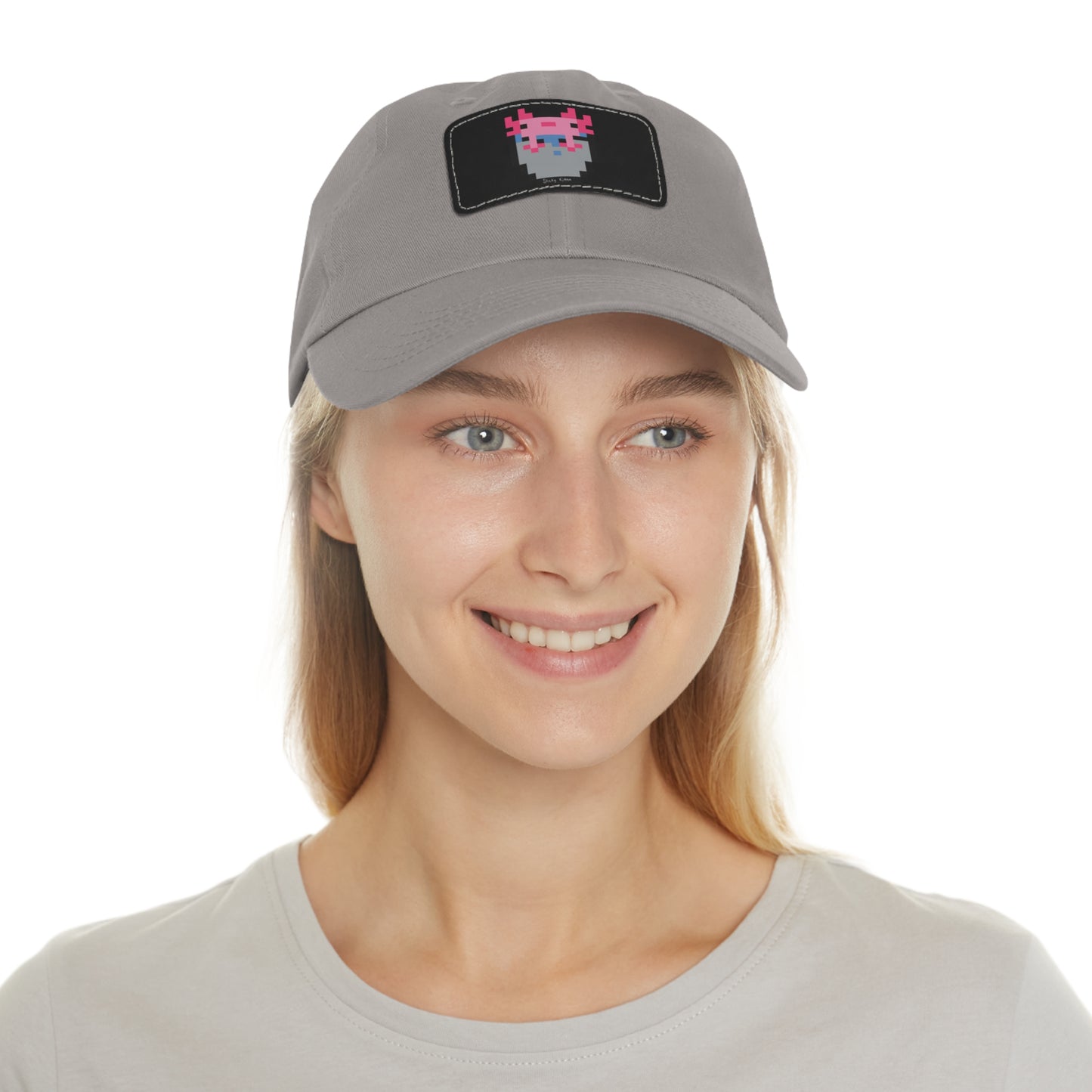 Bucket of Axolotl Dad Hat with Leather Patch (Rectangle)