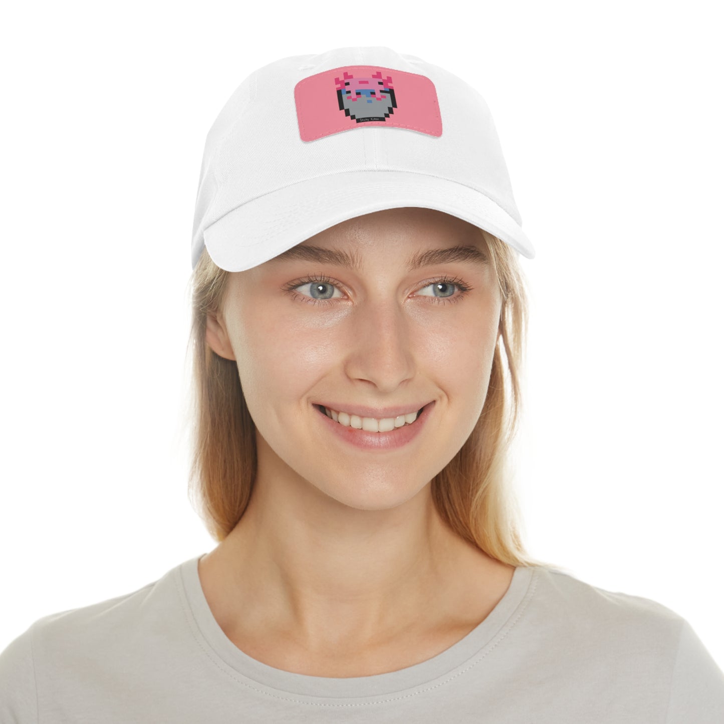 Bucket of Axolotl Dad Hat with Leather Patch (Rectangle)