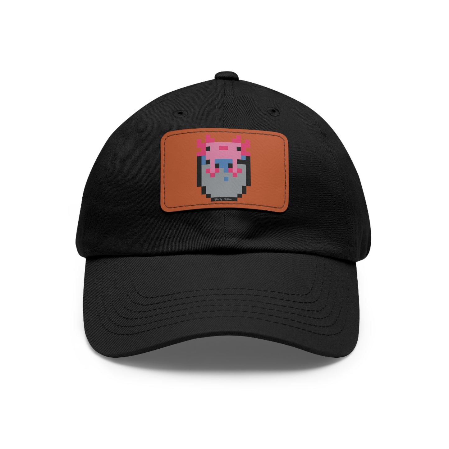 Bucket of Axolotl Dad Hat with Leather Patch (Rectangle)