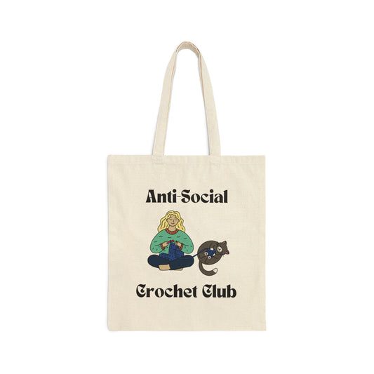 Anti Social Crochet Club Cotton Canvas Tote Bag