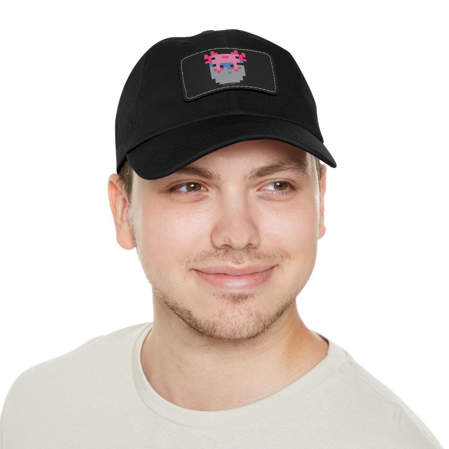 Bucket of Axolotl Dad Hat with Leather Patch (Rectangle)