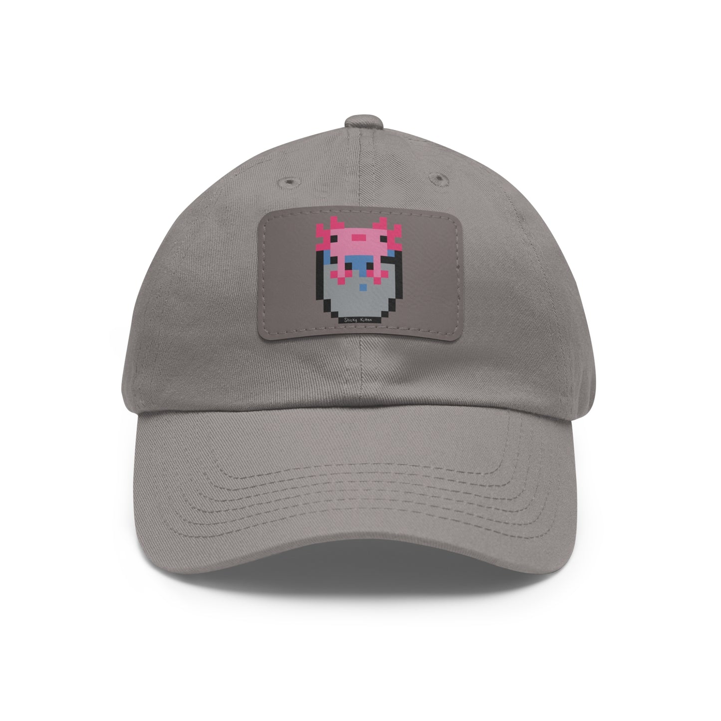 Bucket of Axolotl Dad Hat with Leather Patch (Rectangle)