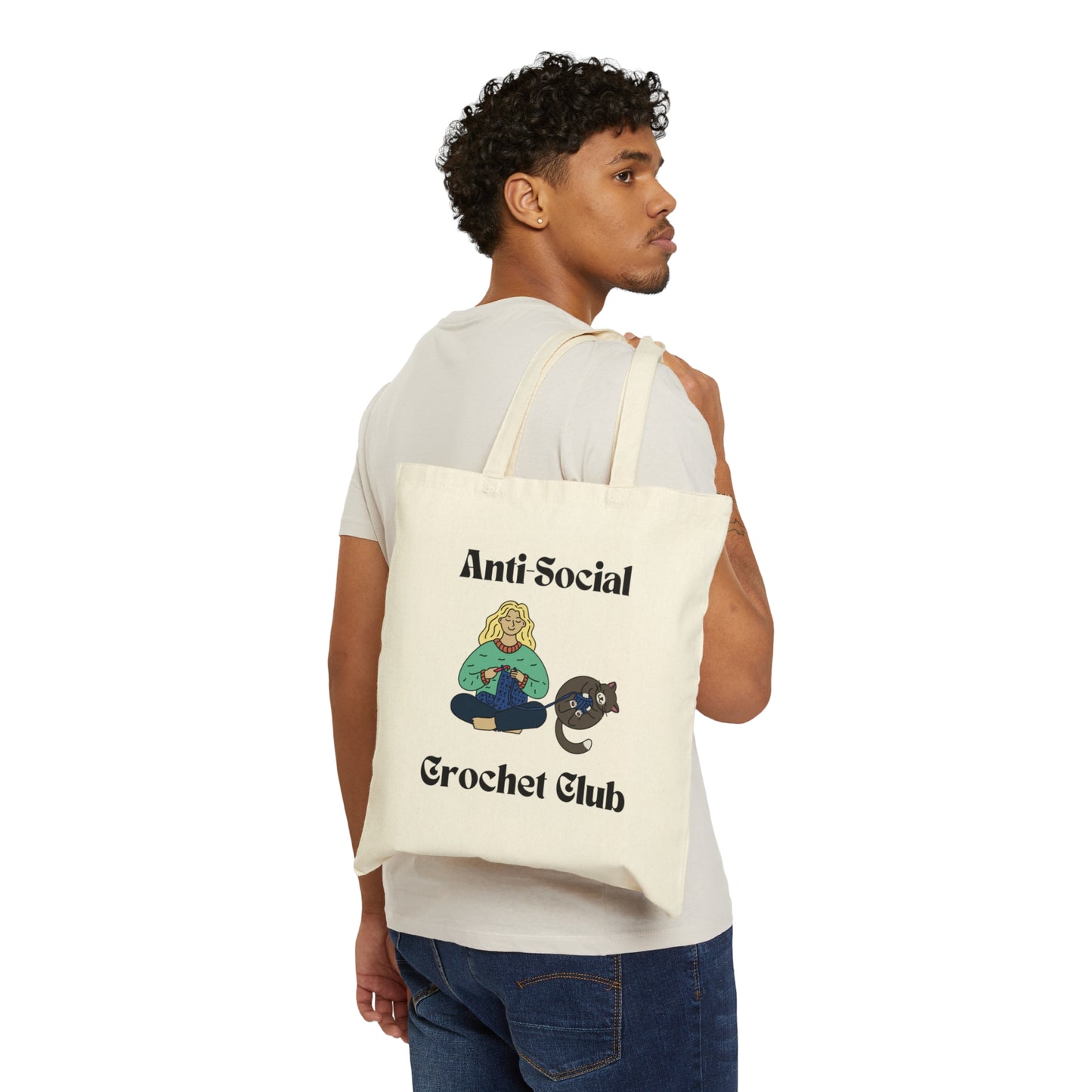 Anti Social Crochet Club Cotton Canvas Tote Bag