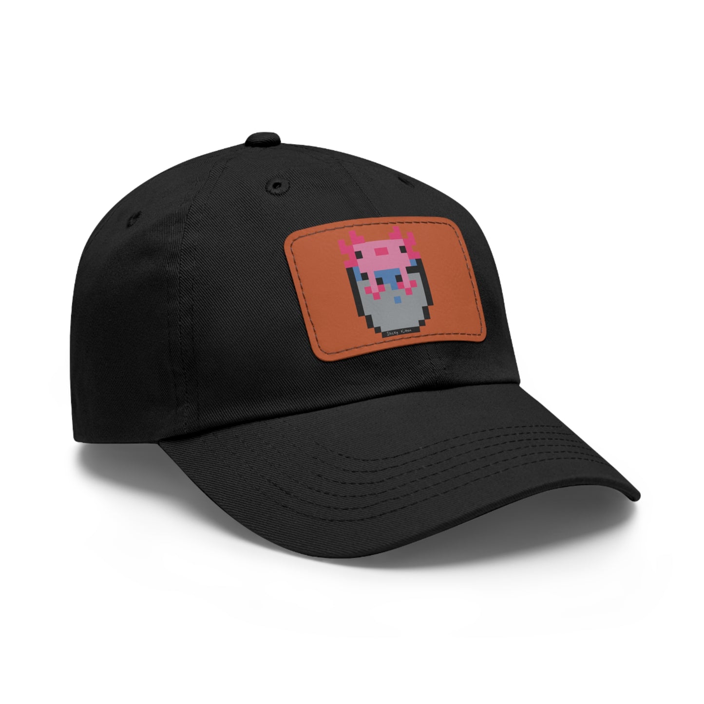 Bucket of Axolotl Dad Hat with Leather Patch (Rectangle)