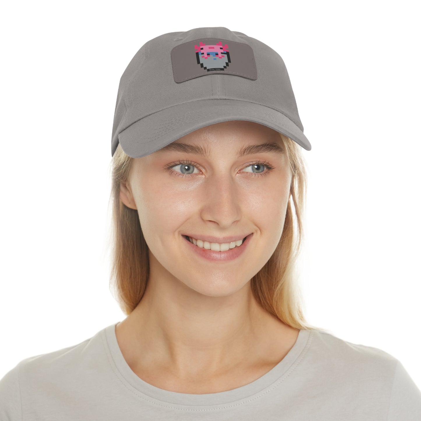 Bucket of Axolotl Dad Hat with Leather Patch (Rectangle)