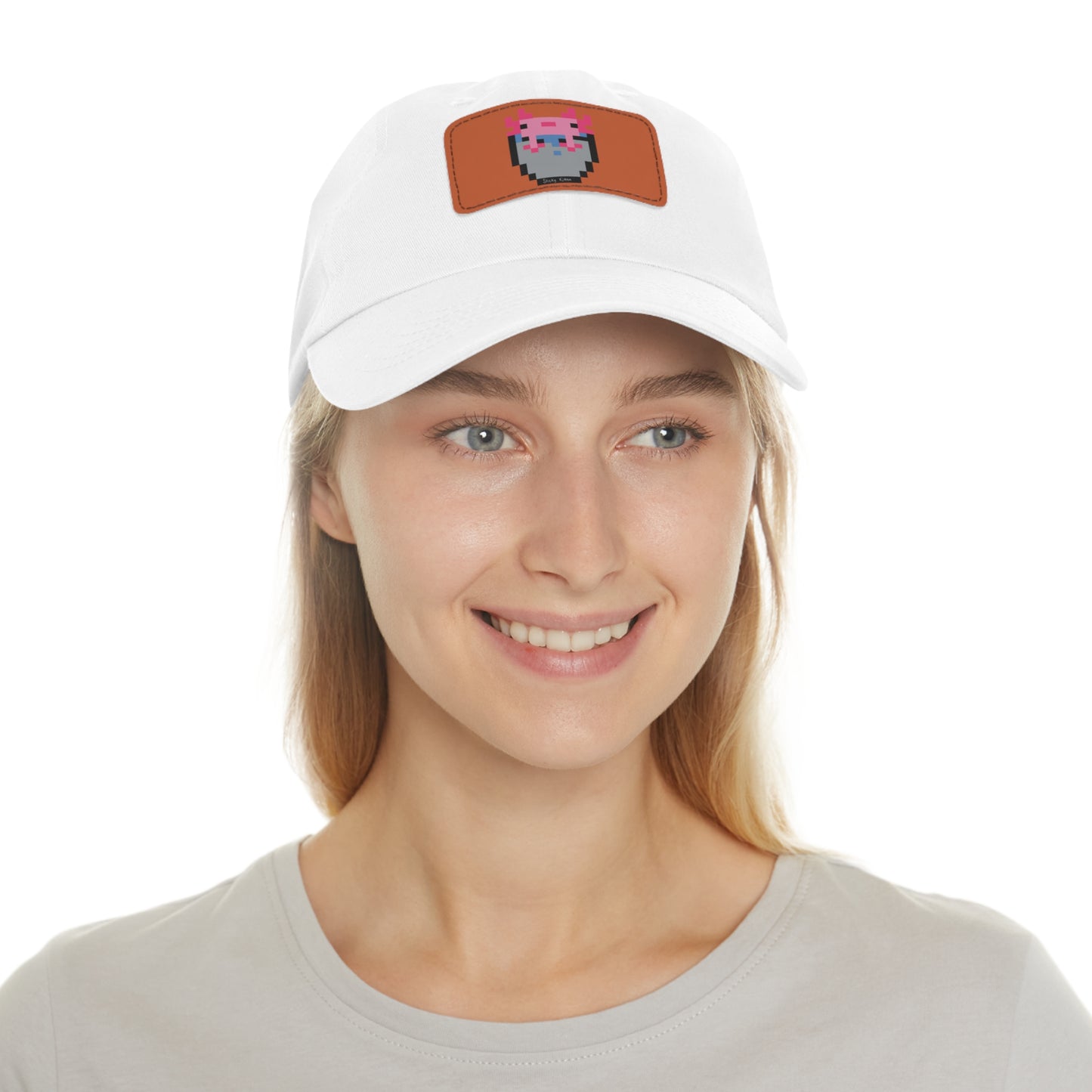 Bucket of Axolotl Dad Hat with Leather Patch (Rectangle)
