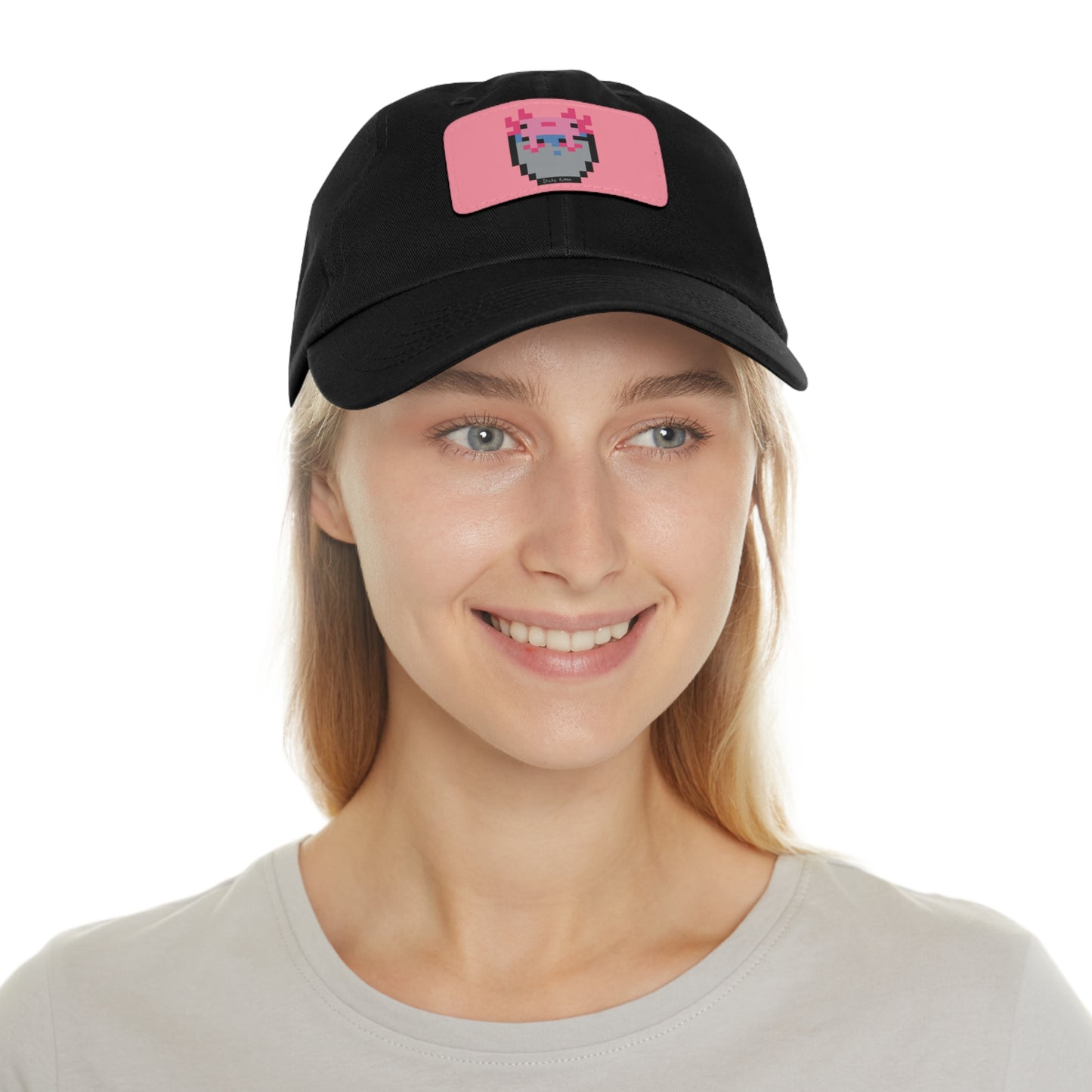 Bucket of Axolotl Dad Hat with Leather Patch (Rectangle)