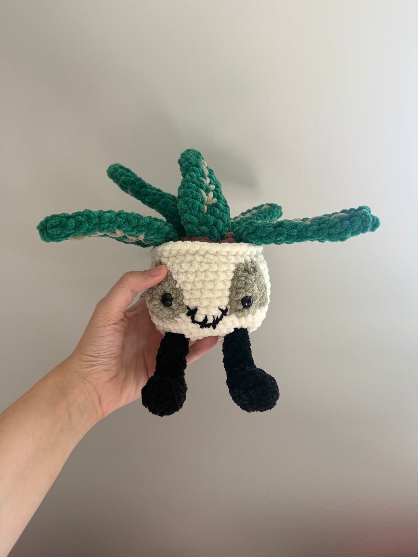 Jelly Cat Inspired Skull Planter Crochet Plushie