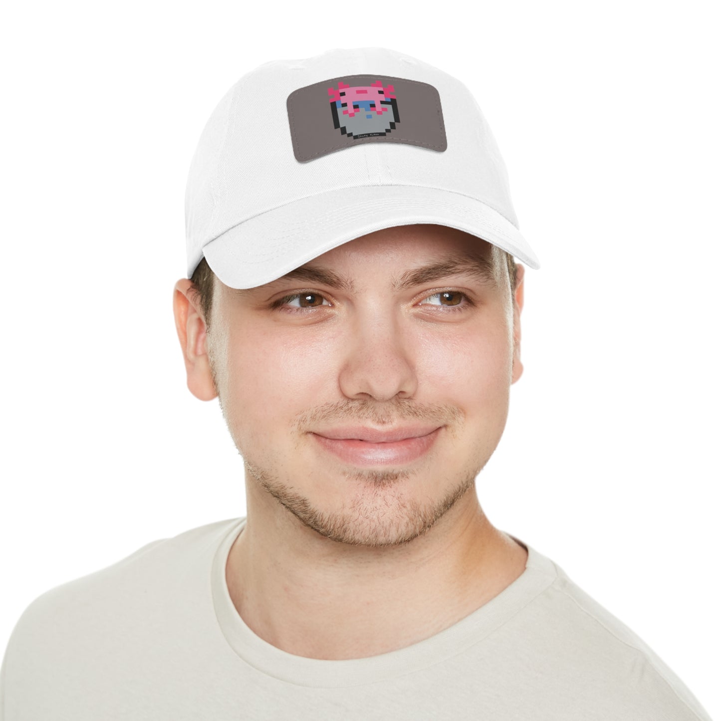 Bucket of Axolotl Dad Hat with Leather Patch (Rectangle)