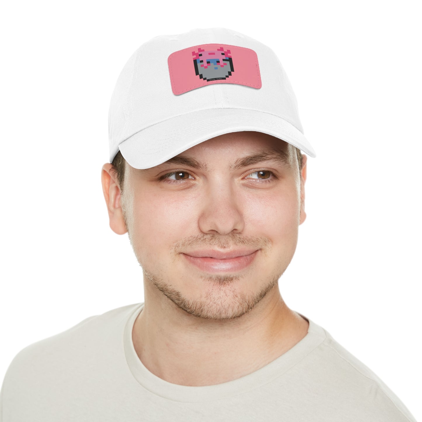 Bucket of Axolotl Dad Hat with Leather Patch (Rectangle)