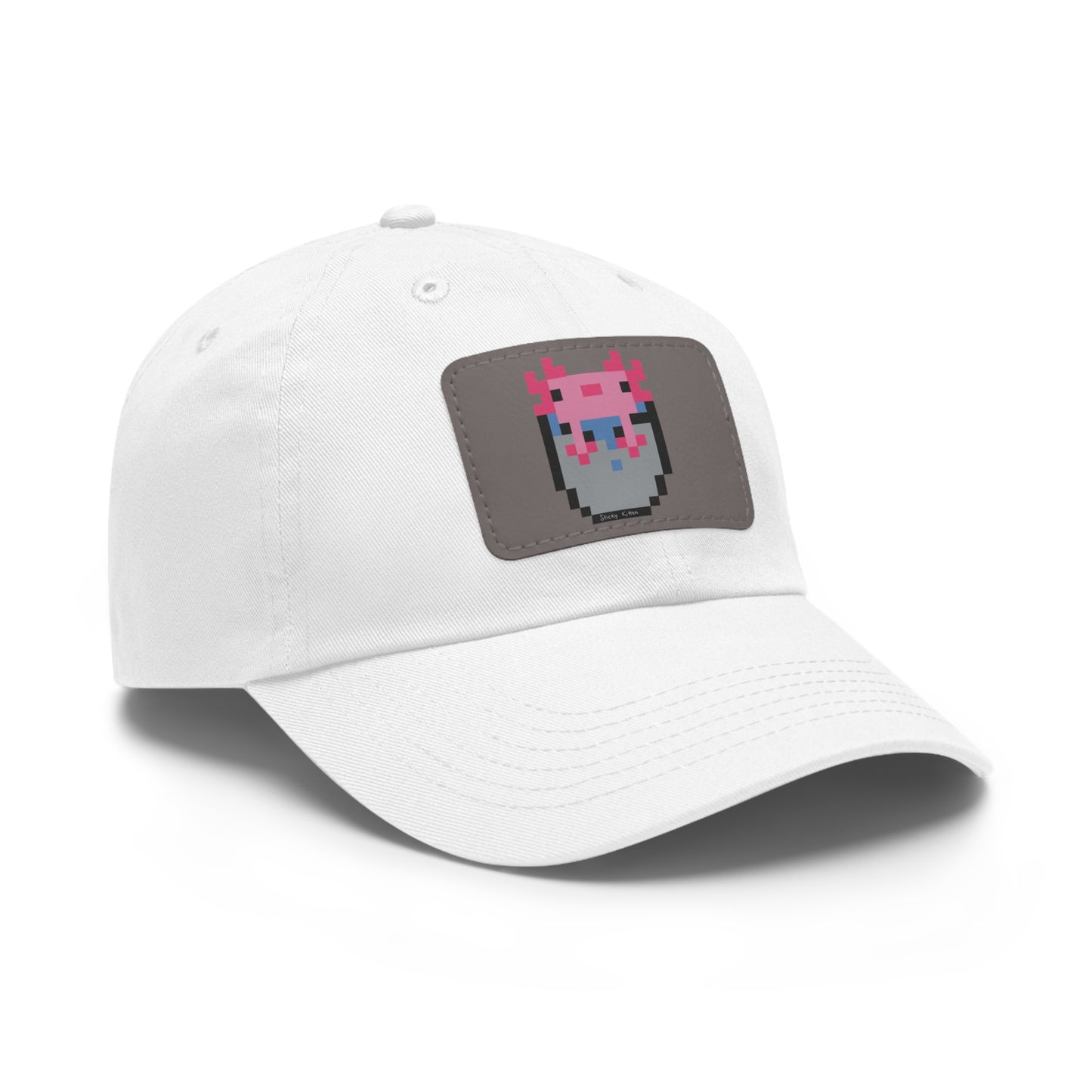 Bucket of Axolotl Dad Hat with Leather Patch (Rectangle)