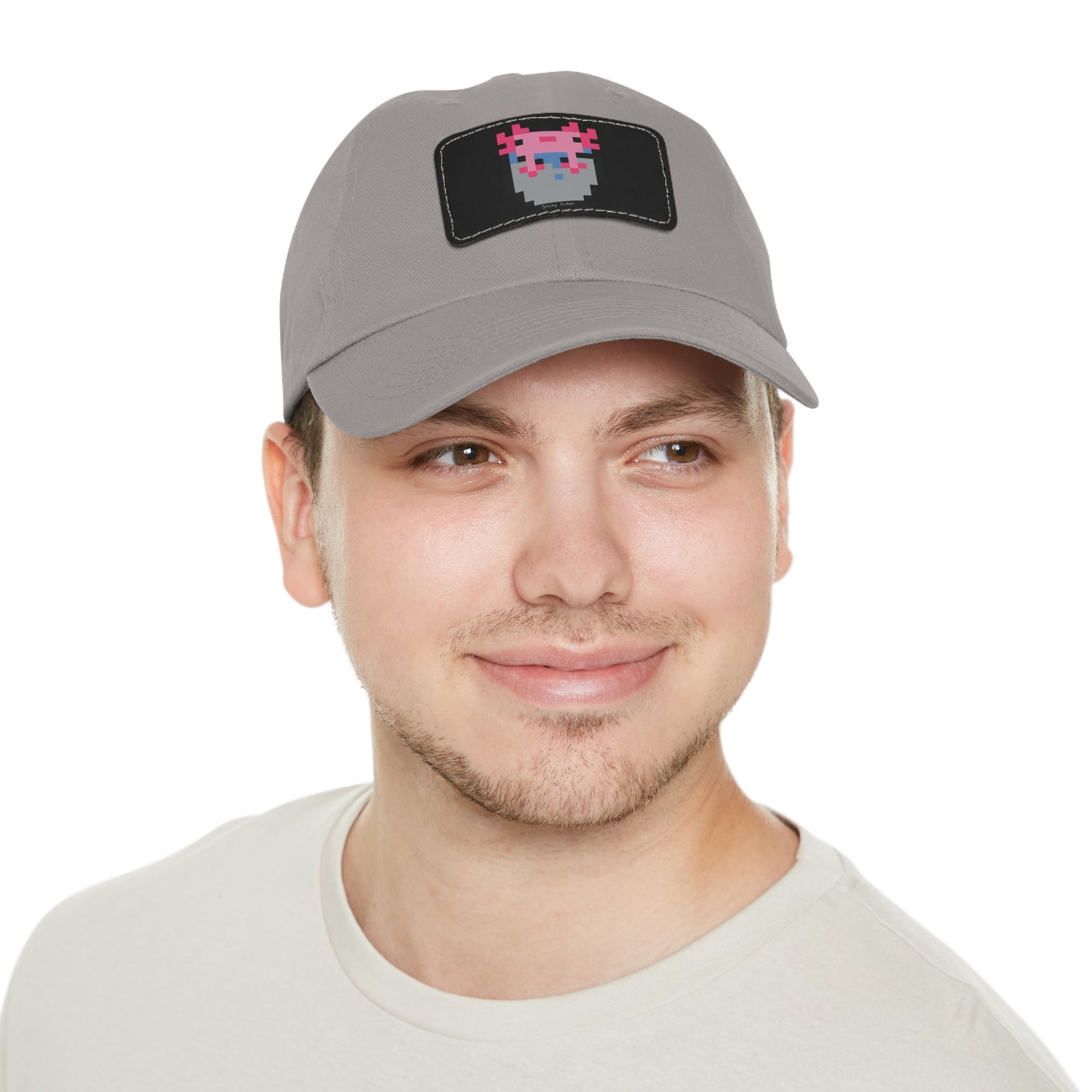 Bucket of Axolotl Dad Hat with Leather Patch (Rectangle)