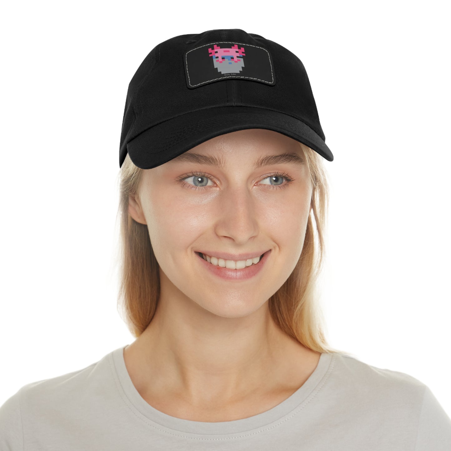 Bucket of Axolotl Dad Hat with Leather Patch (Rectangle)