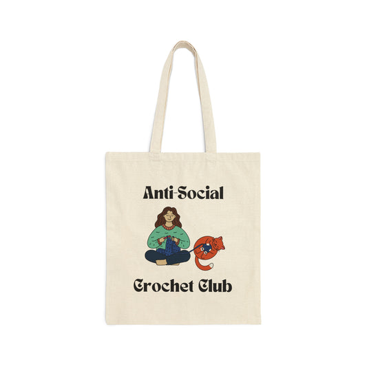 Anti Social Crochet Club Cotton Canvas Tote Bag