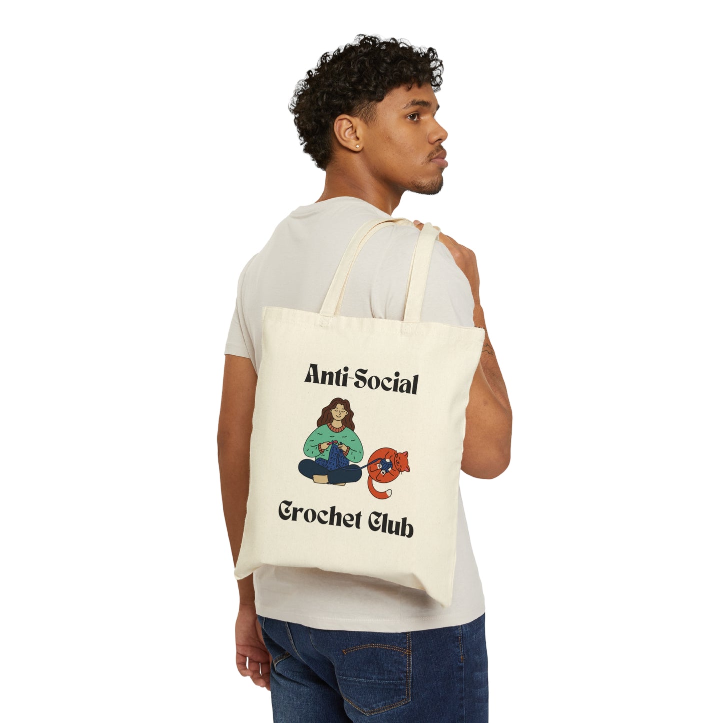 Anti Social Crochet Club Cotton Canvas Tote Bag