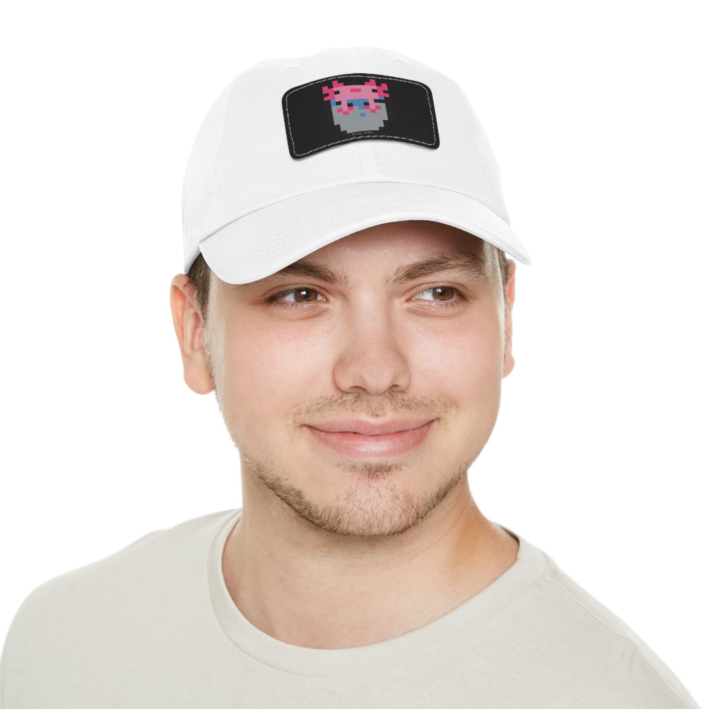 Bucket of Axolotl Dad Hat with Leather Patch (Rectangle)