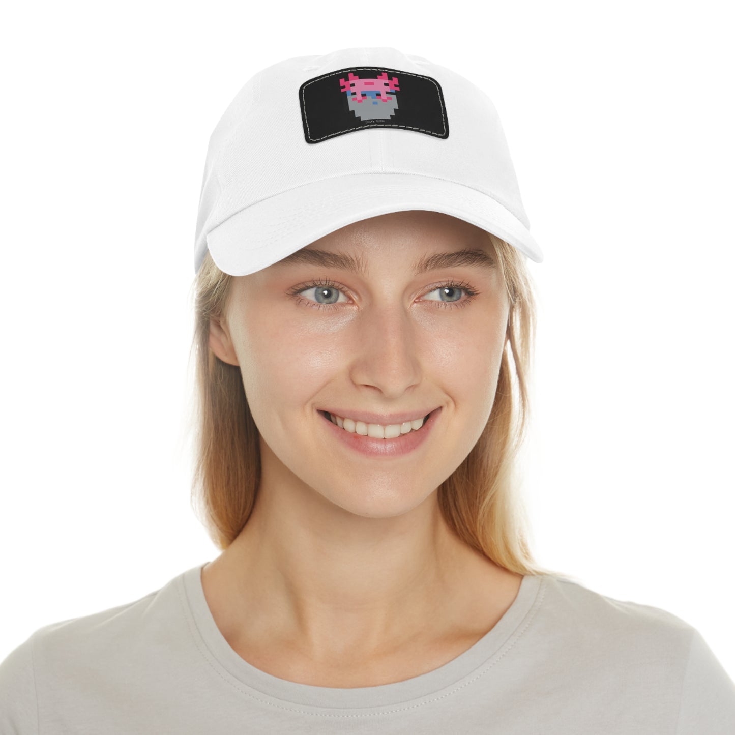 Bucket of Axolotl Dad Hat with Leather Patch (Rectangle)