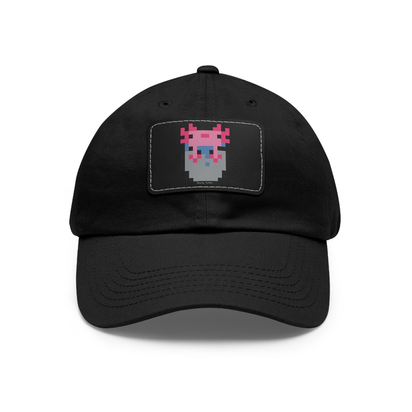 Bucket of Axolotl Dad Hat with Leather Patch (Rectangle)