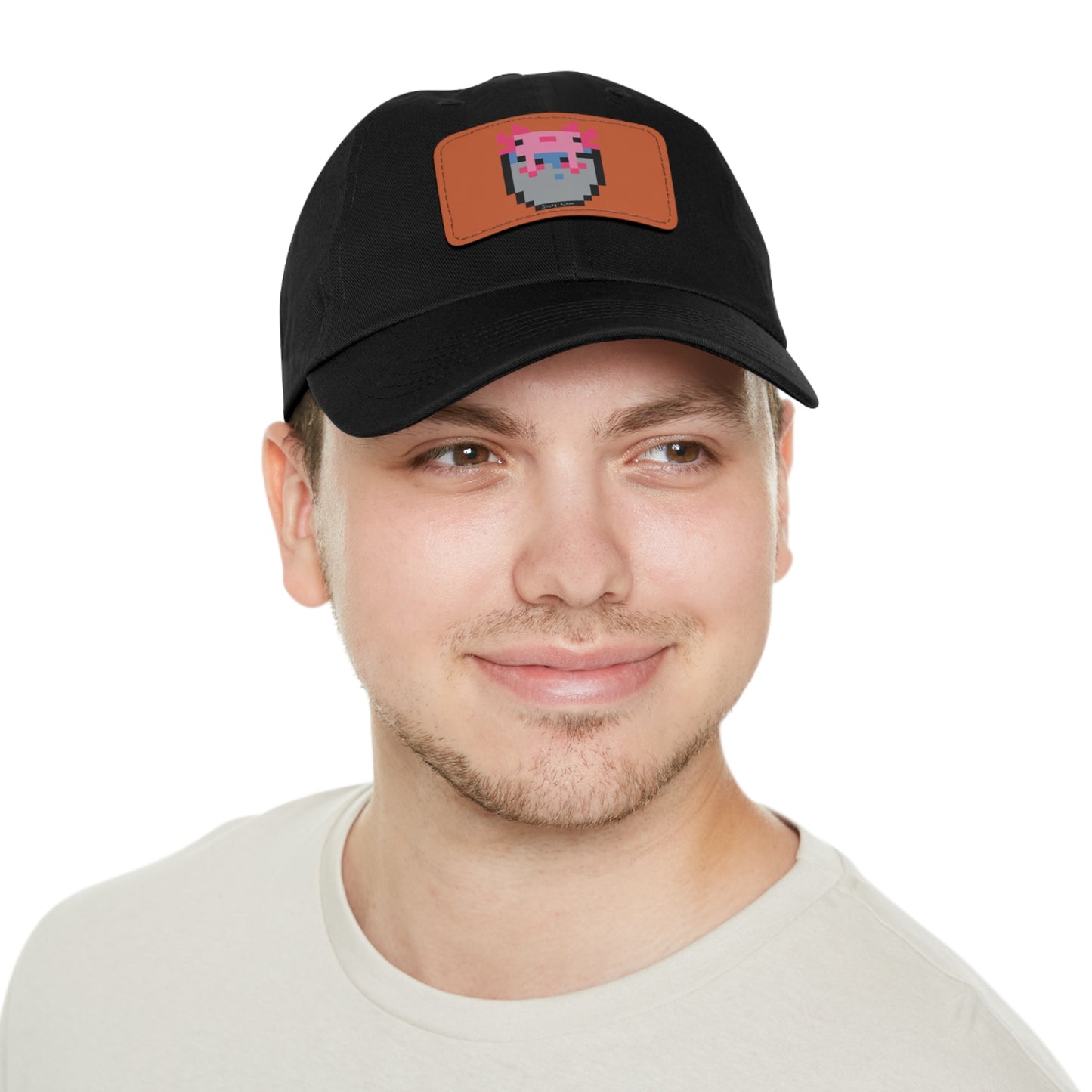 Bucket of Axolotl Dad Hat with Leather Patch (Rectangle)