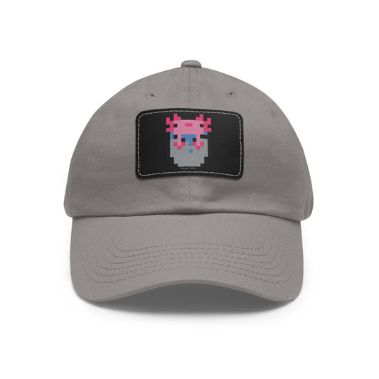 Bucket of Axolotl Dad Hat with Leather Patch (Rectangle)