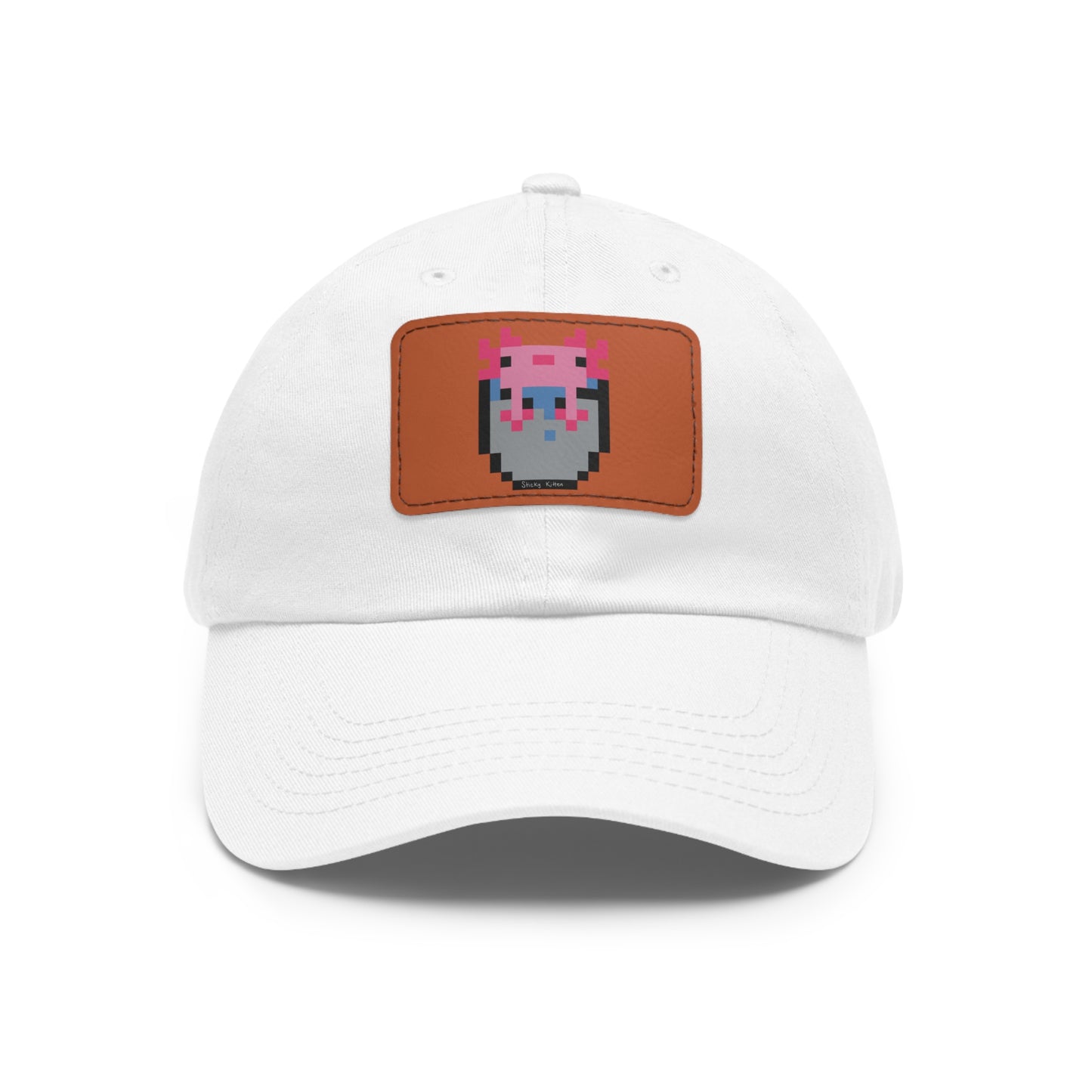 Bucket of Axolotl Dad Hat with Leather Patch (Rectangle)