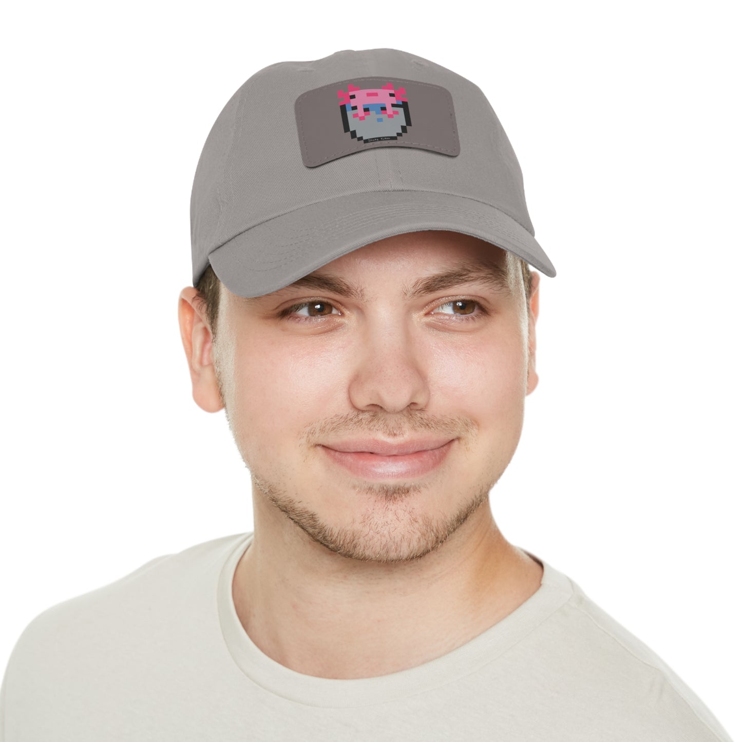 Bucket of Axolotl Dad Hat with Leather Patch (Rectangle)