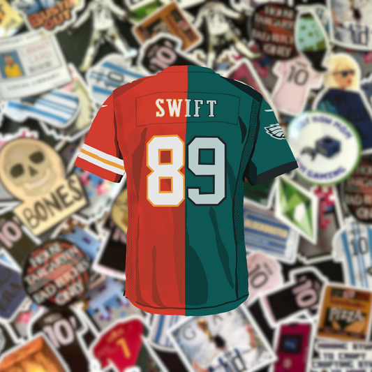 Taylor Swift Eagles/Chiefs Split Jersey Sticker