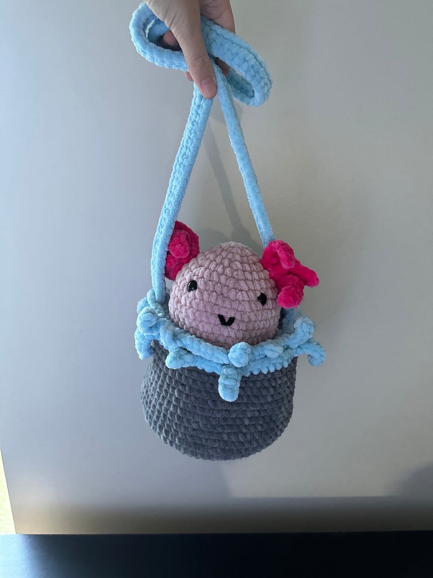 Minecraft Pink Bucket of Axolotl Purse