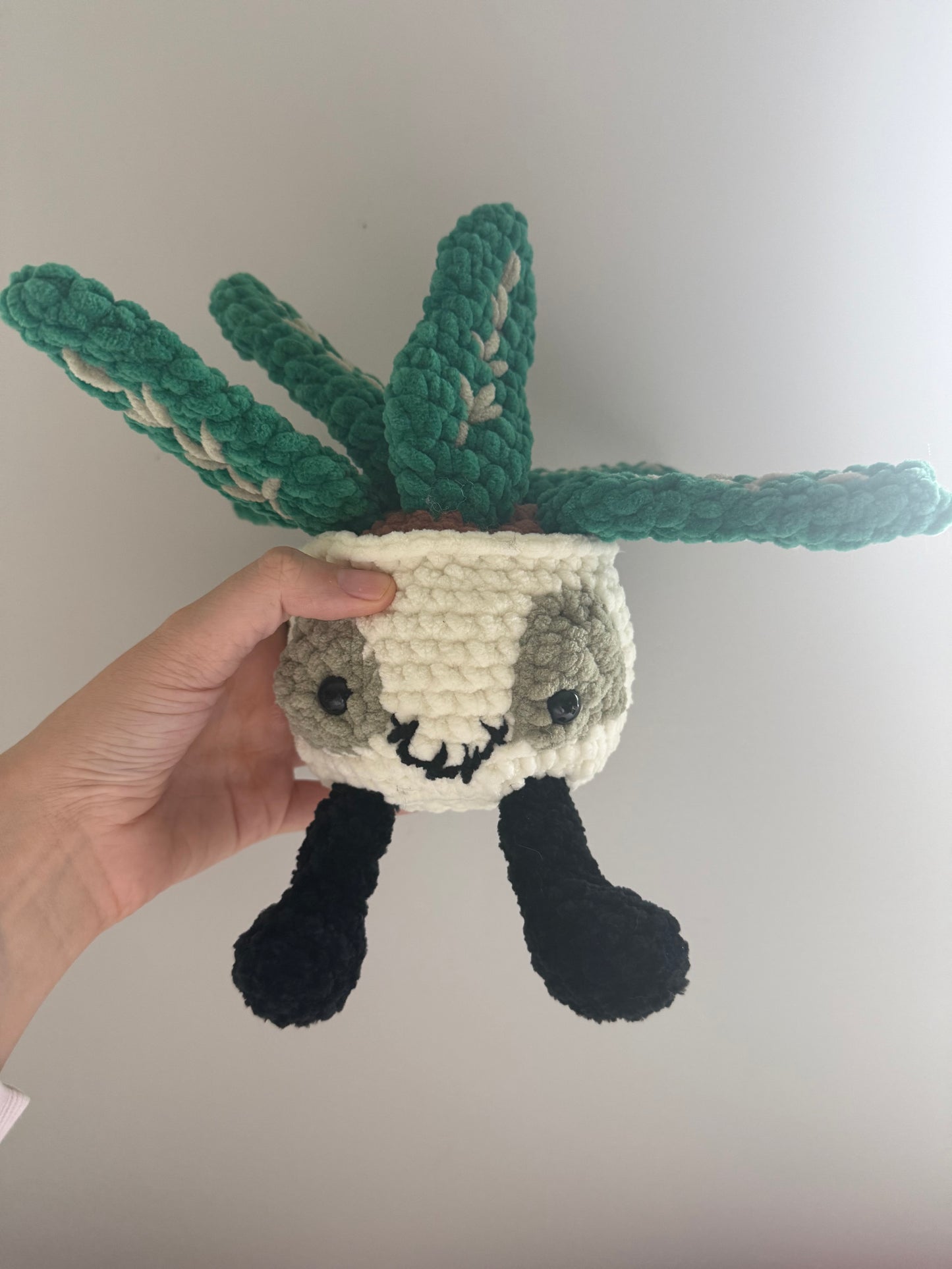 Jelly Cat Inspired Skull Planter Crochet Plushie