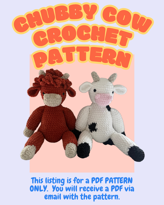 Chubby Cow Amigurumi Crochet Pattern -- PATTERN ONLY