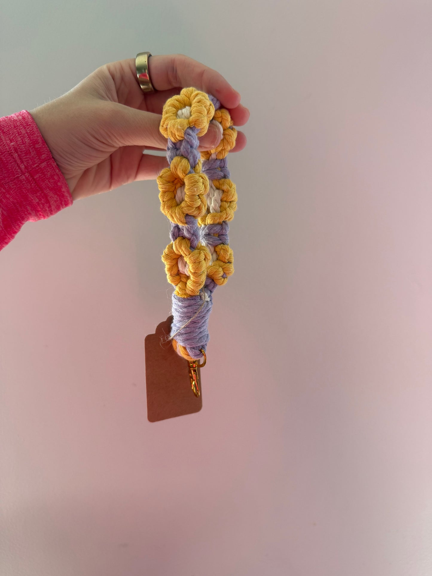 Macrame Flower Wrist Keychain