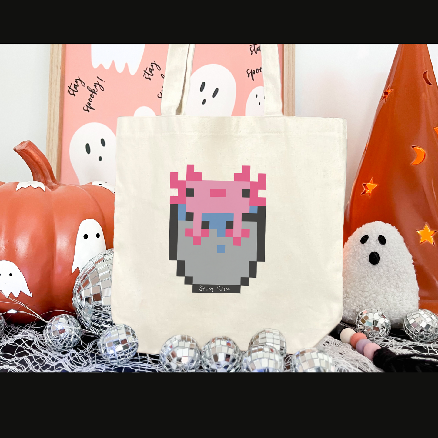 Bucket of Axolotl Cotton Canvas Tote Bag