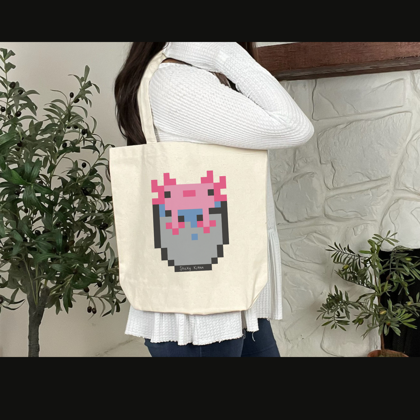 Bucket of Axolotl Cotton Canvas Tote Bag