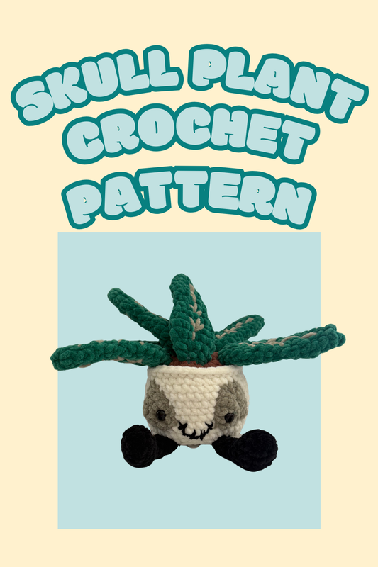 Jelly Cat Inspired Skull Planter Amigurumi Crochet Pattern -- PATTERN ONLY